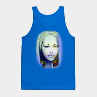 Creole African Girl Portrait Hand Drawing Tank Top